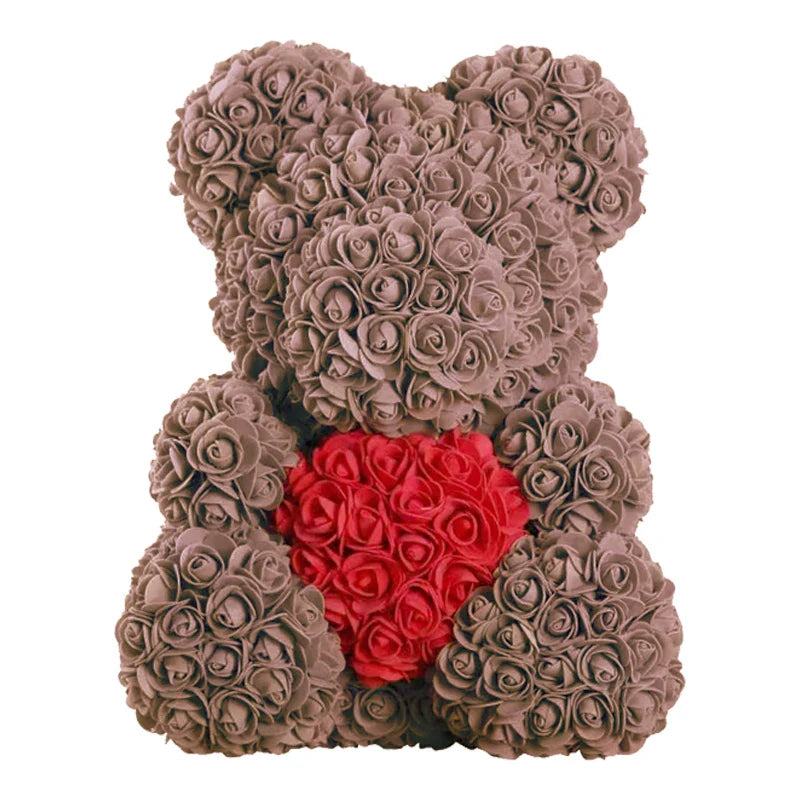 Rose Teddy Bear with Handmade Foam Roses – 40cm