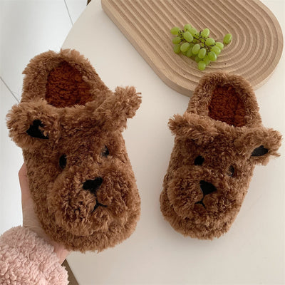 Fluffy Animal Slippers Warm Plush Indoor Shoes for Adults Kids