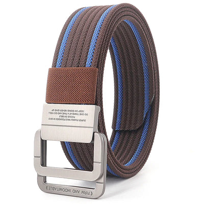 Unisex Canvas Belt – Double Metal Ring Buckle, Adjustable