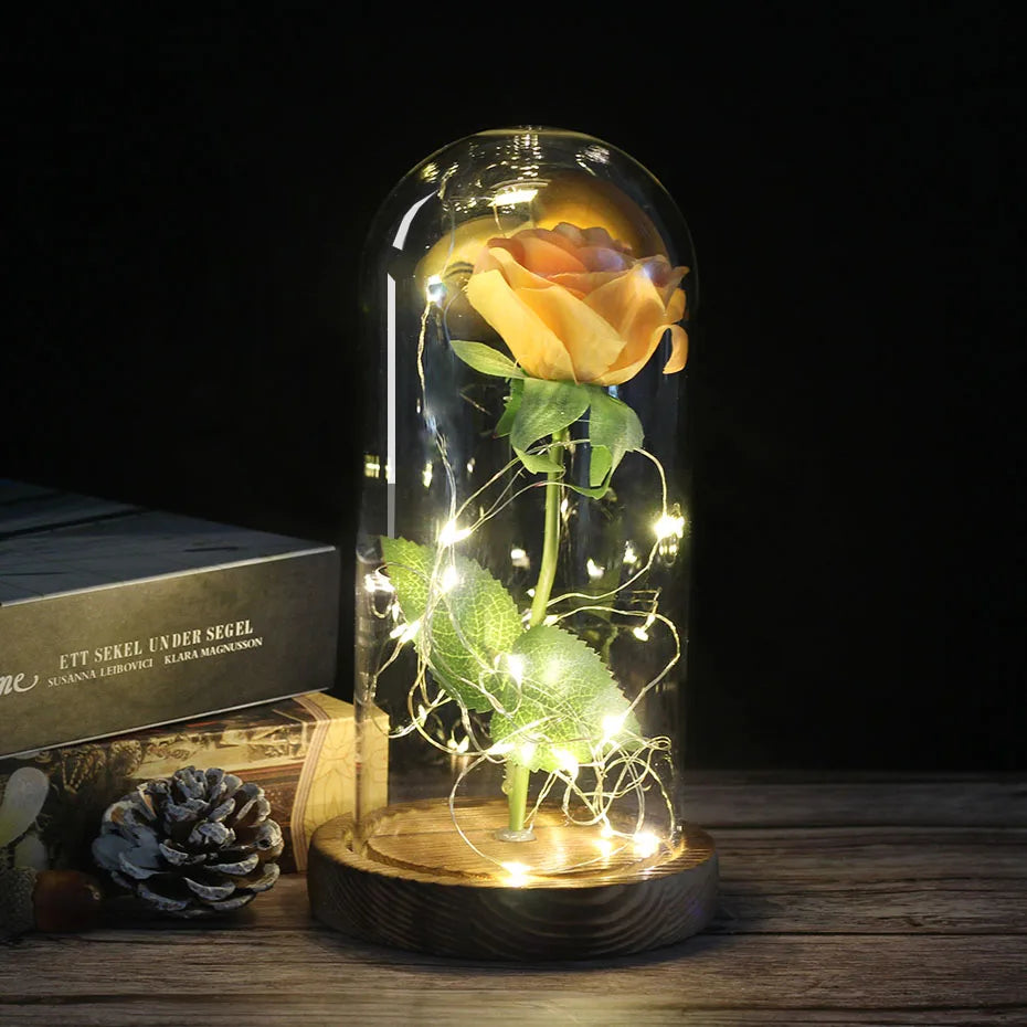 Eternal Rose in Glass Dome with LED Lights