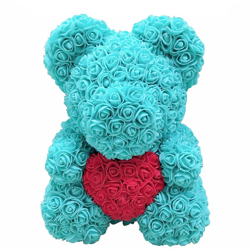 Rose Teddy Bear with Handmade Foam Roses – 40cm