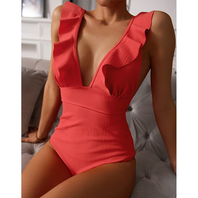 Boho Ruffle V-Neck Women’s Swimsuit
