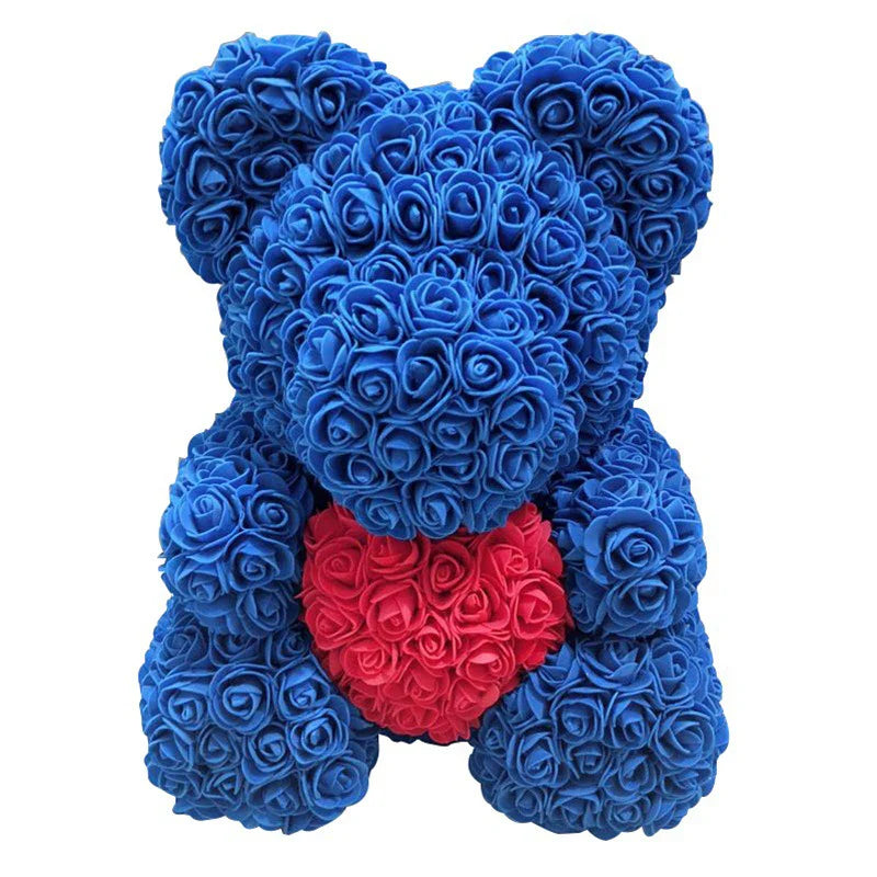 Rose Teddy Bear with Handmade Foam Roses – 40cm