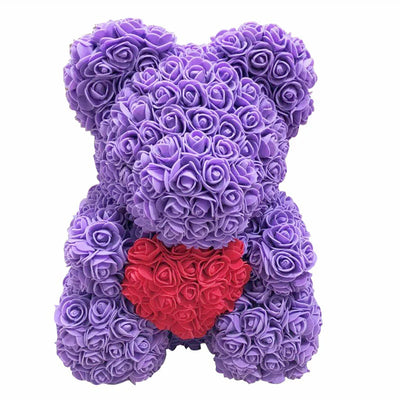 Rose Teddy Bear with Handmade Foam Roses – 40cm