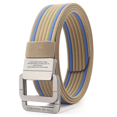 Unisex Canvas Belt – Double Metal Ring Buckle, Adjustable