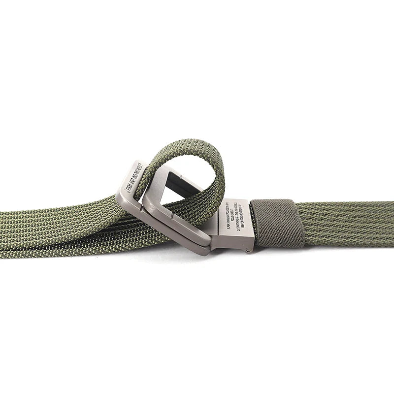 Unisex Canvas Belt – Double Metal Ring Buckle, Adjustable