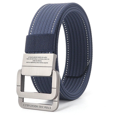 Unisex Canvas Belt – Double Metal Ring Buckle, Adjustable