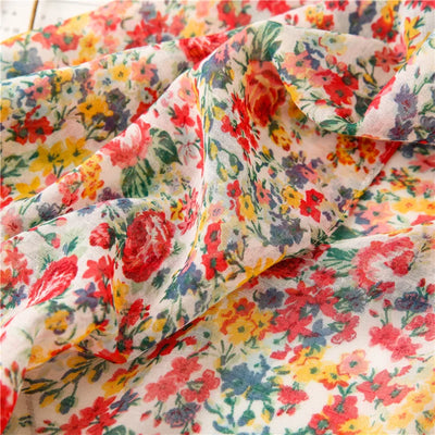 Women’s Viscose Scarf with Polka Dot Floral Pattern