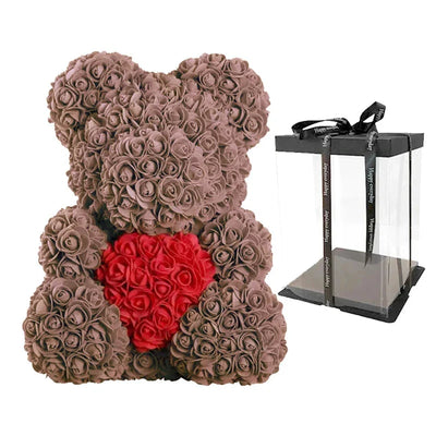 Rose Teddy Bear with Handmade Foam Roses – 40cm
