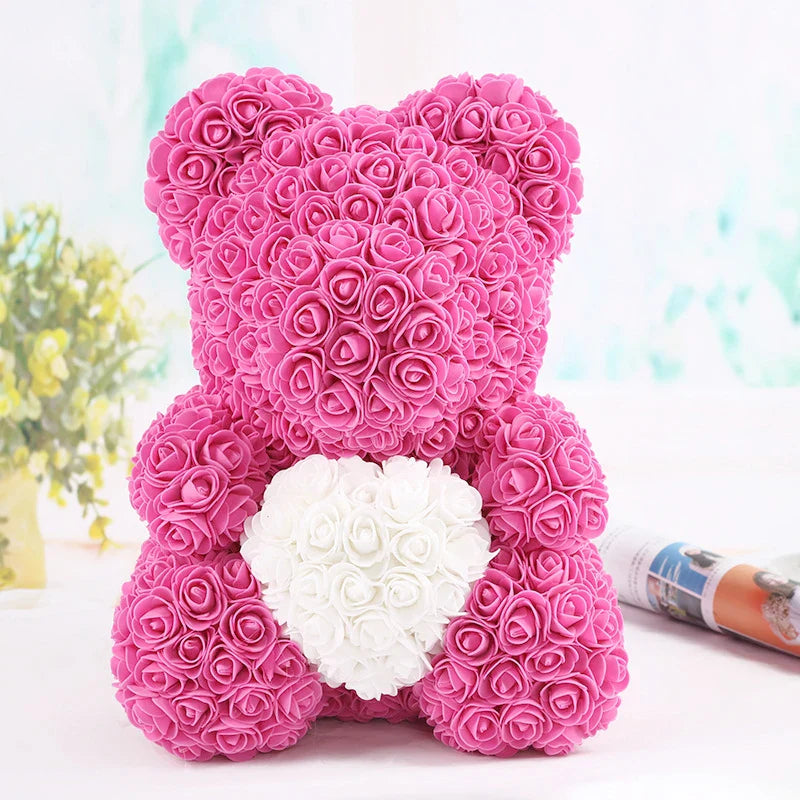 Rose Teddy Bear with Handmade Foam Roses – 40cm
