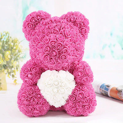 Rose Teddy Bear with Handmade Foam Roses – 40cm