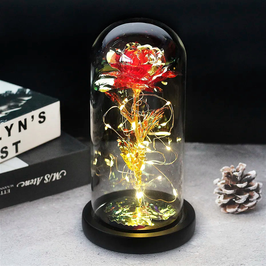 Eternal Rose in Glass Dome with LED Lights