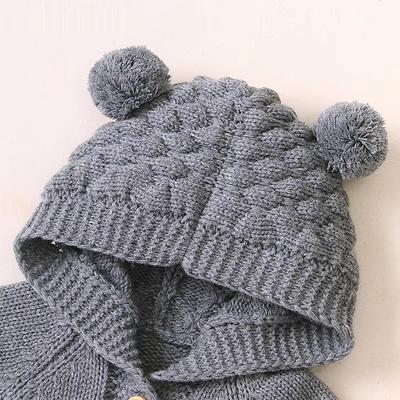 Knit Hooded Baby Romper with Bear Ears – Cozy Wear