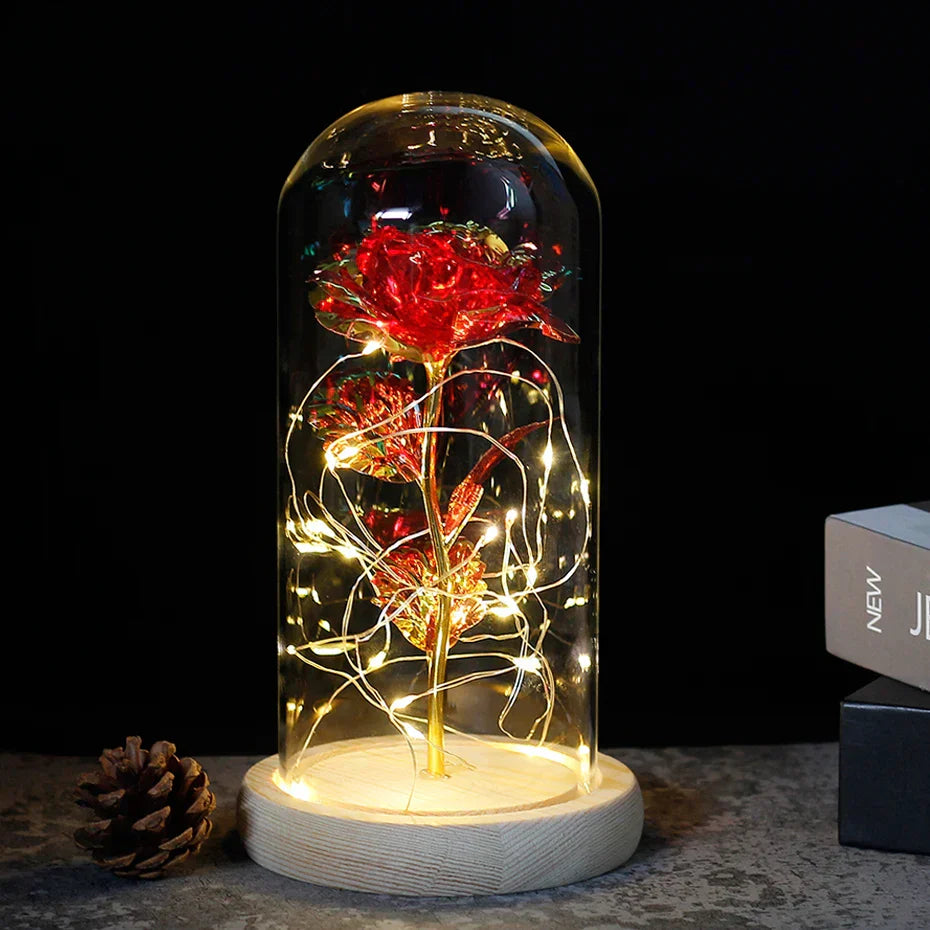 Eternal Rose in Glass Dome with LED Lights