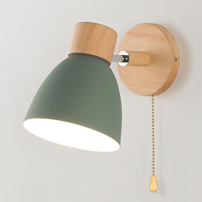 Nordic Wood Hanging Wall Light with Pull Switch