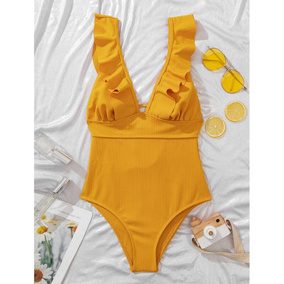 Boho Ruffle V-Neck Women’s Swimsuit