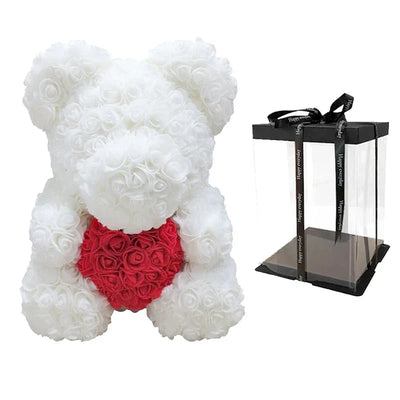 Rose Teddy Bear with Handmade Foam Roses – 40cm