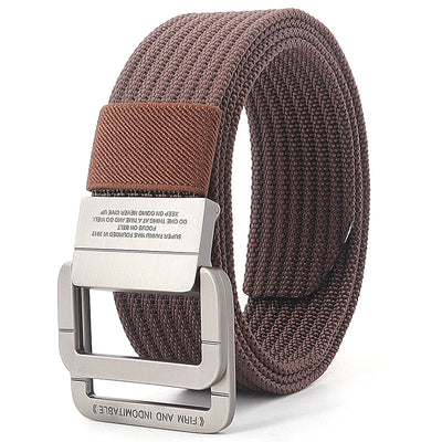 Unisex Canvas Belt – Double Metal Ring Buckle, Adjustable