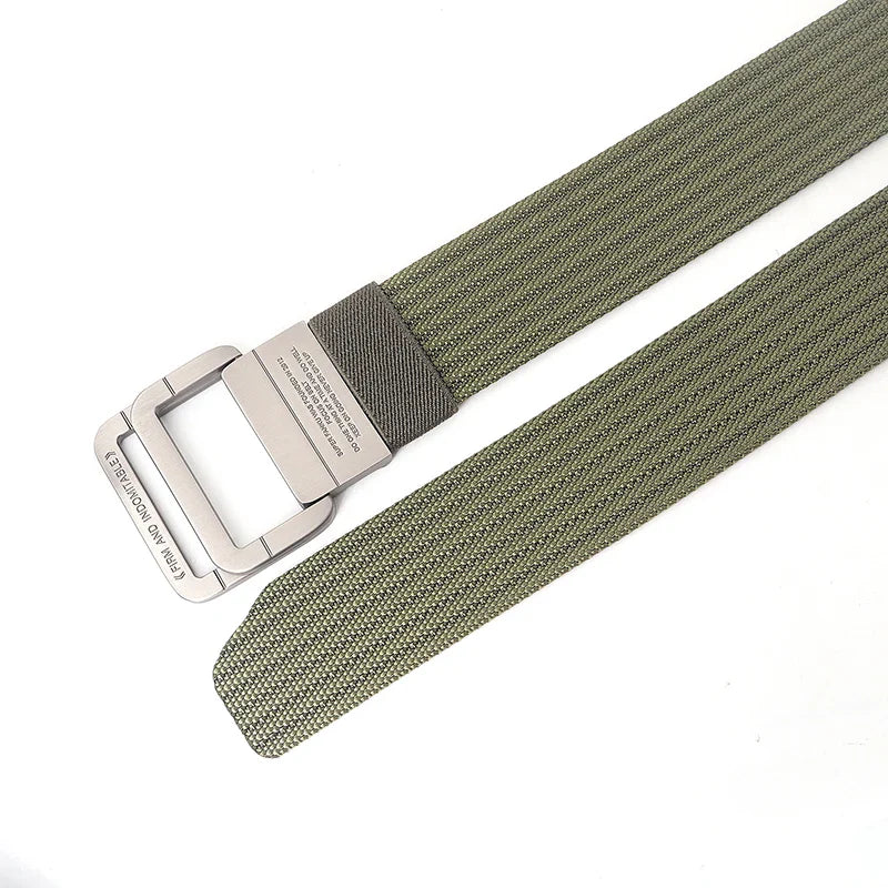 Unisex Canvas Belt – Double Metal Ring Buckle, Adjustable