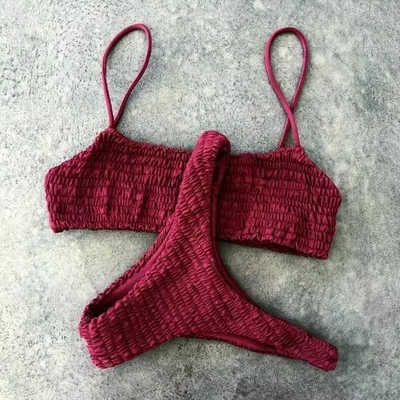 Women’s Push-Up Padded Pleated Bikini Set for Beachwear