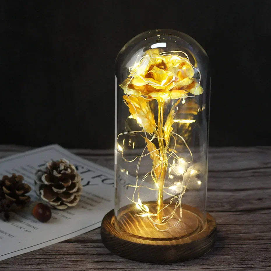 Eternal Rose in Glass Dome with LED Lights