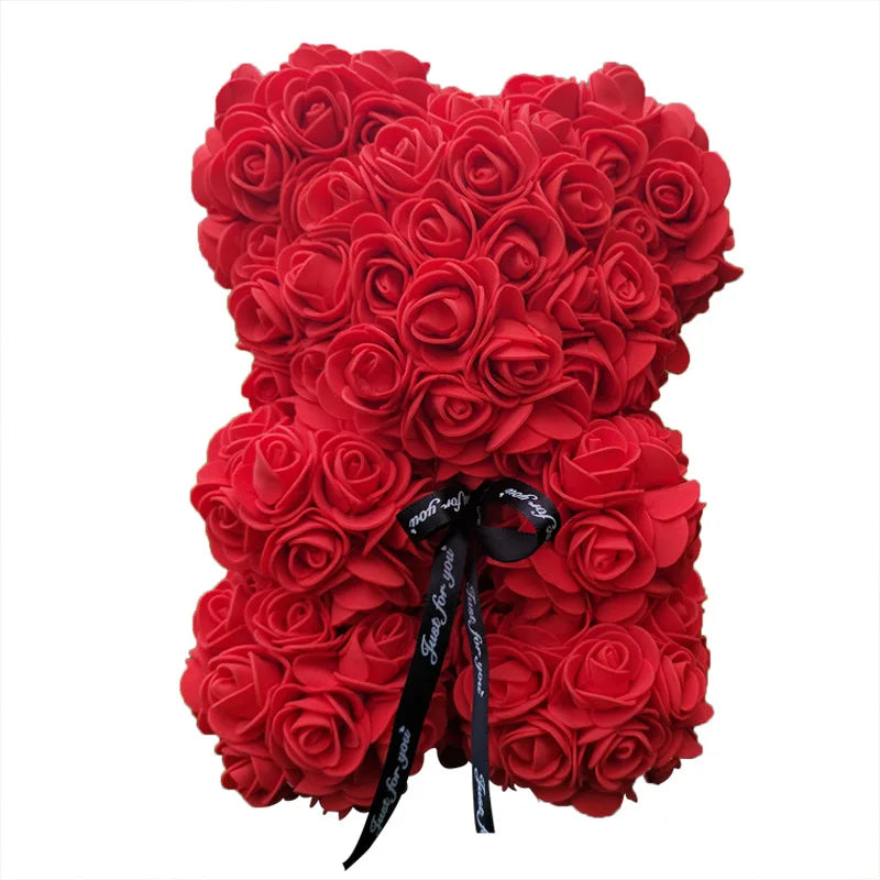 Rose Teddy Bear with Handmade Foam Roses – 40cm