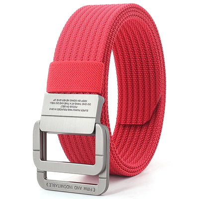 Unisex Canvas Belt – Double Metal Ring Buckle, Adjustable