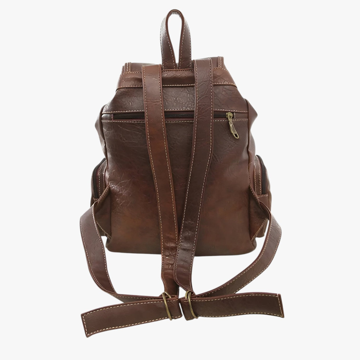 Vintage Black Faux Leather School Backpack