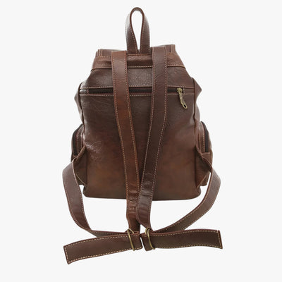 Vintage Black Faux Leather School Backpack