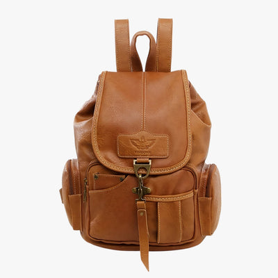 Vintage Black Faux Leather School Backpack
