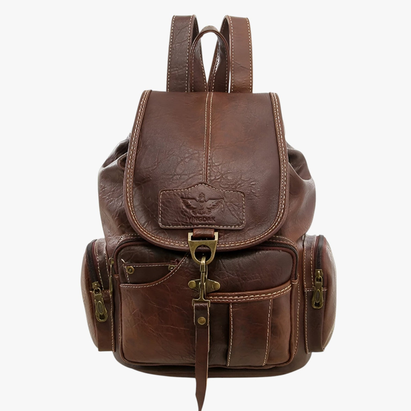 Vintage Black Faux Leather School Backpack