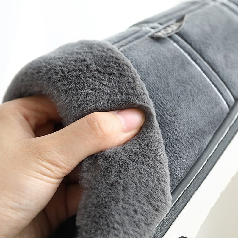 Men’s Warm Plush Slippers with Non-Slip Indoor Sole