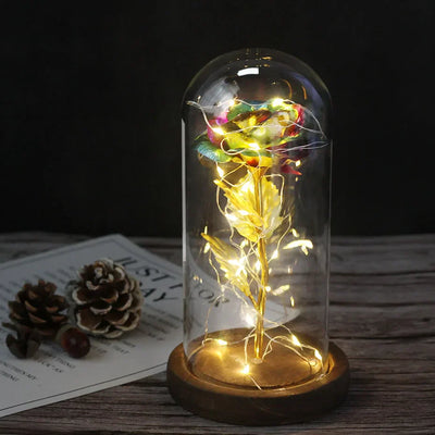 Eternal Rose in Glass Dome with LED Lights
