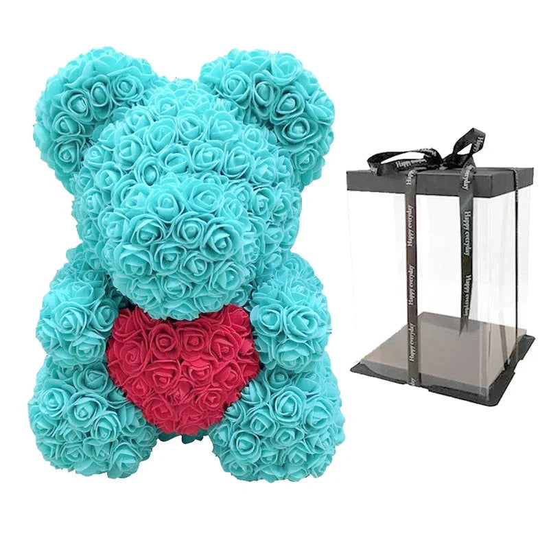 Rose Teddy Bear with Handmade Foam Roses – 40cm