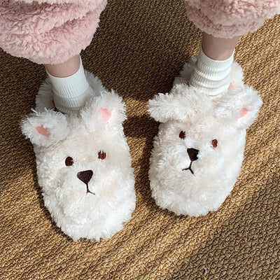 Fluffy Animal Slippers Warm Plush Indoor Shoes for Adults Kids