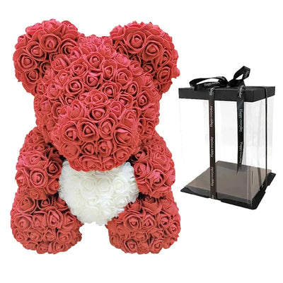Rose Teddy Bear with Handmade Foam Roses – 40cm