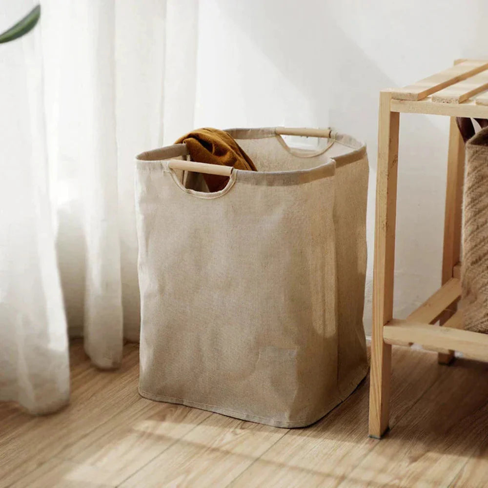 Foldable Cotton Linen Laundry Basket (Japanese Style)