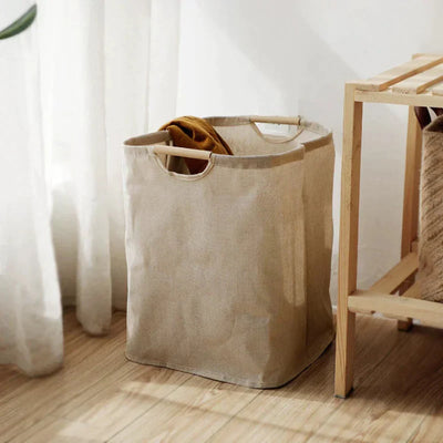 Foldable Cotton Linen Laundry Basket (Japanese Style)