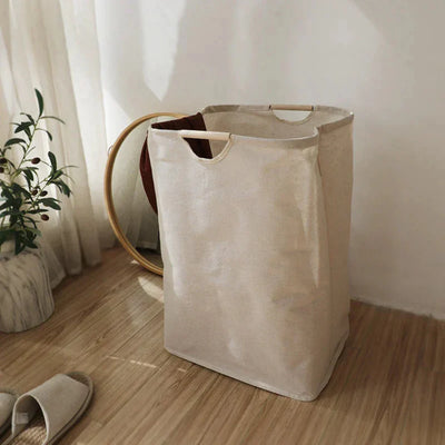 Foldable Cotton Linen Laundry Basket (Japanese Style)