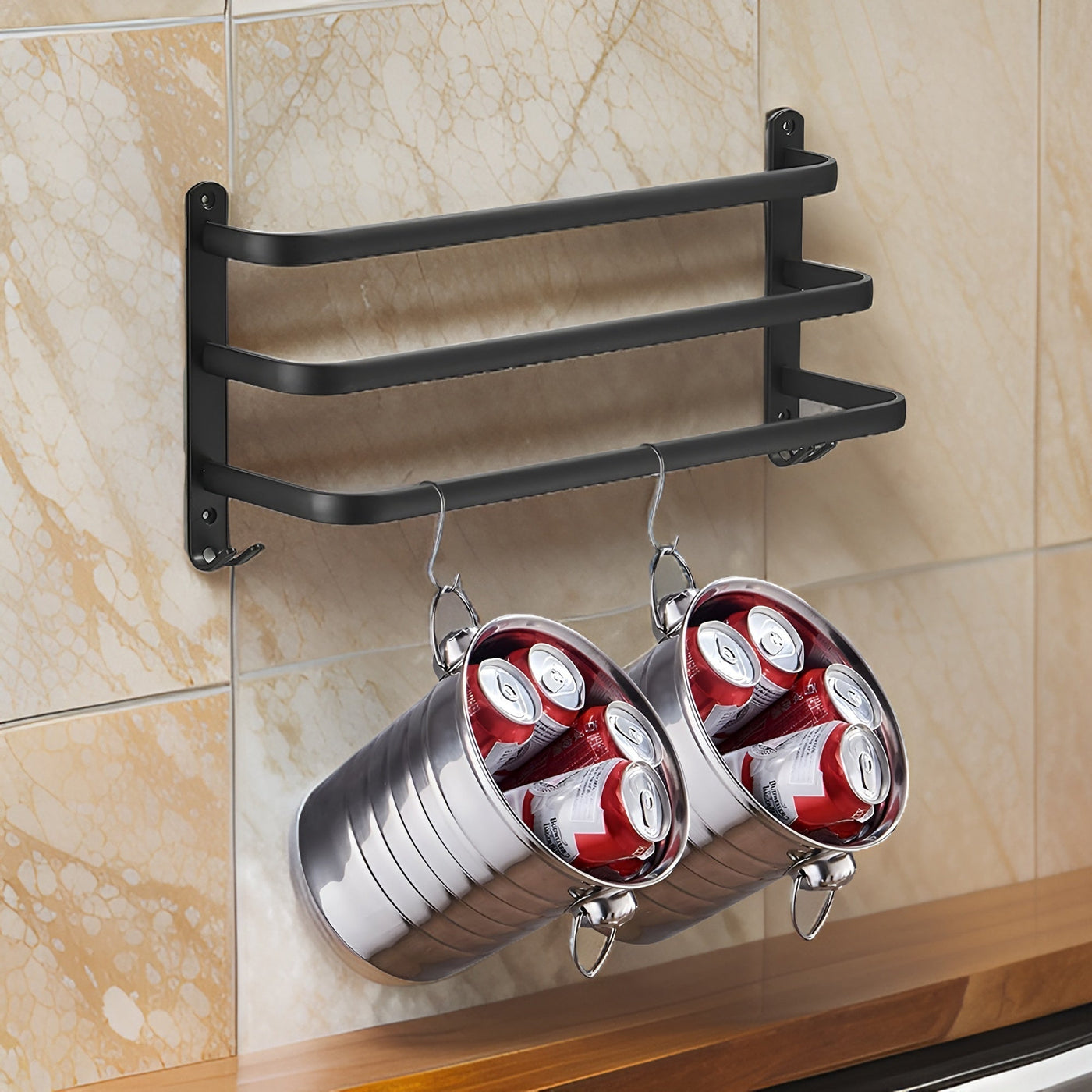 HangEase 3-Layer Wall Towel Rack – Black