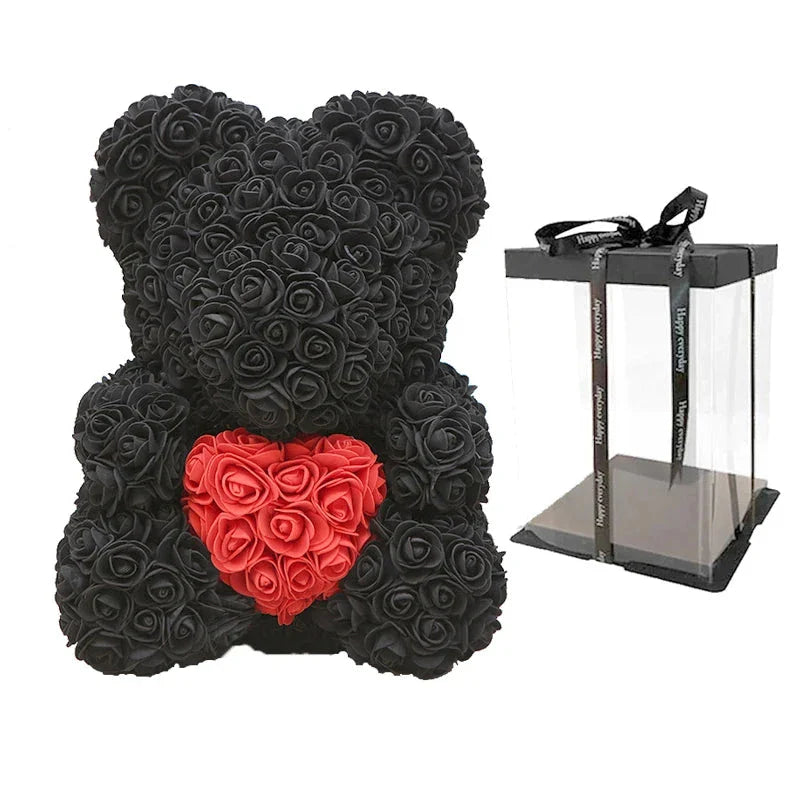 Rose Teddy Bear with Handmade Foam Roses – 40cm