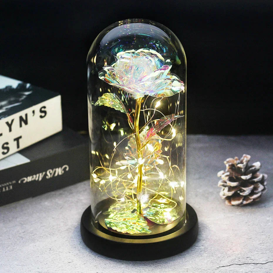 Eternal Rose in Glass Dome with LED Lights