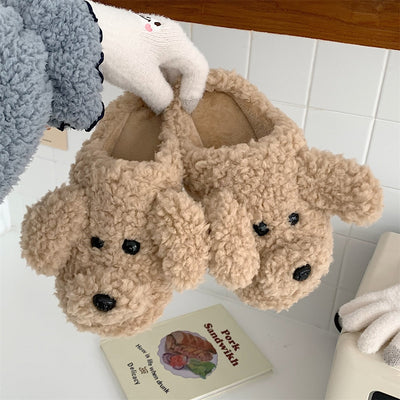 Fluffy Animal Slippers Warm Plush Indoor Shoes for Adults Kids