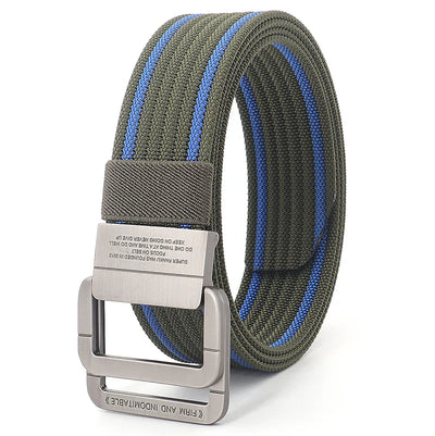 Unisex Canvas Belt – Double Metal Ring Buckle, Adjustable