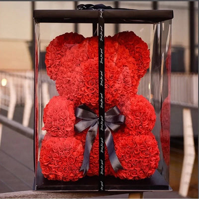 Rose Teddy Bear with Handmade Foam Roses – 40cm