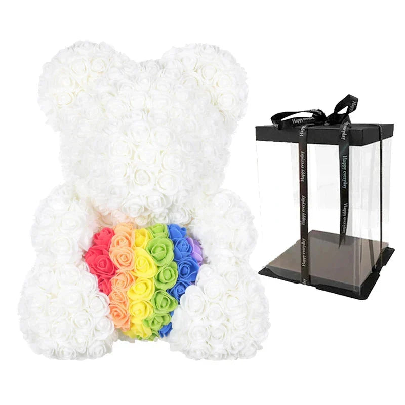 Rose Teddy Bear with Handmade Foam Roses – 40cm