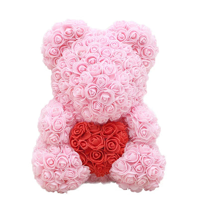Rose Teddy Bear with Handmade Foam Roses – 40cm