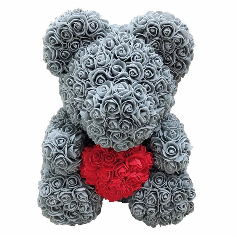 Rose Teddy Bear with Handmade Foam Roses – 40cm