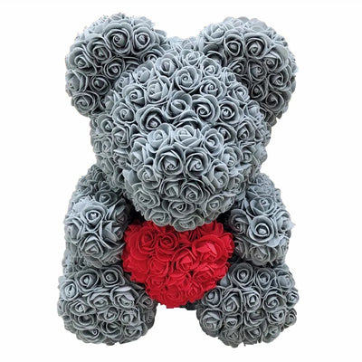 Rose Teddy Bear with Handmade Foam Roses – 40cm