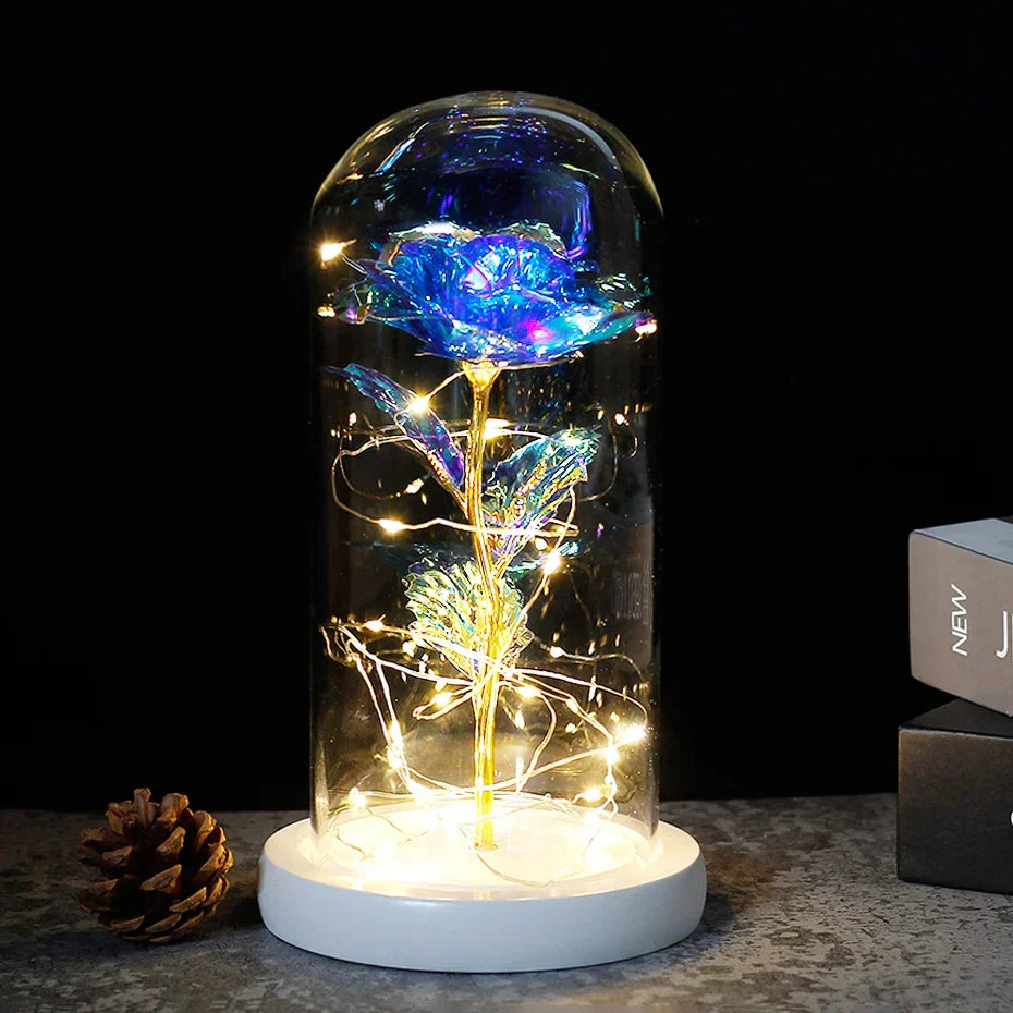 Eternal Rose in Glass Dome with LED Lights